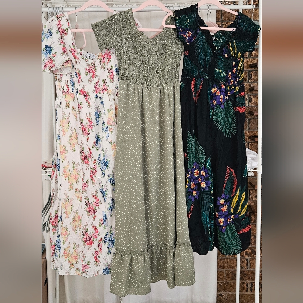 Summer 3 Dress Jumper Bundle Size M 10 Loose Maternity Friendly EUC